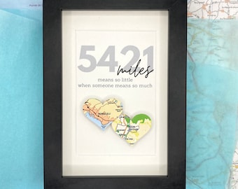 Personalized Map Heart Art: Long Distance Relationship Gift