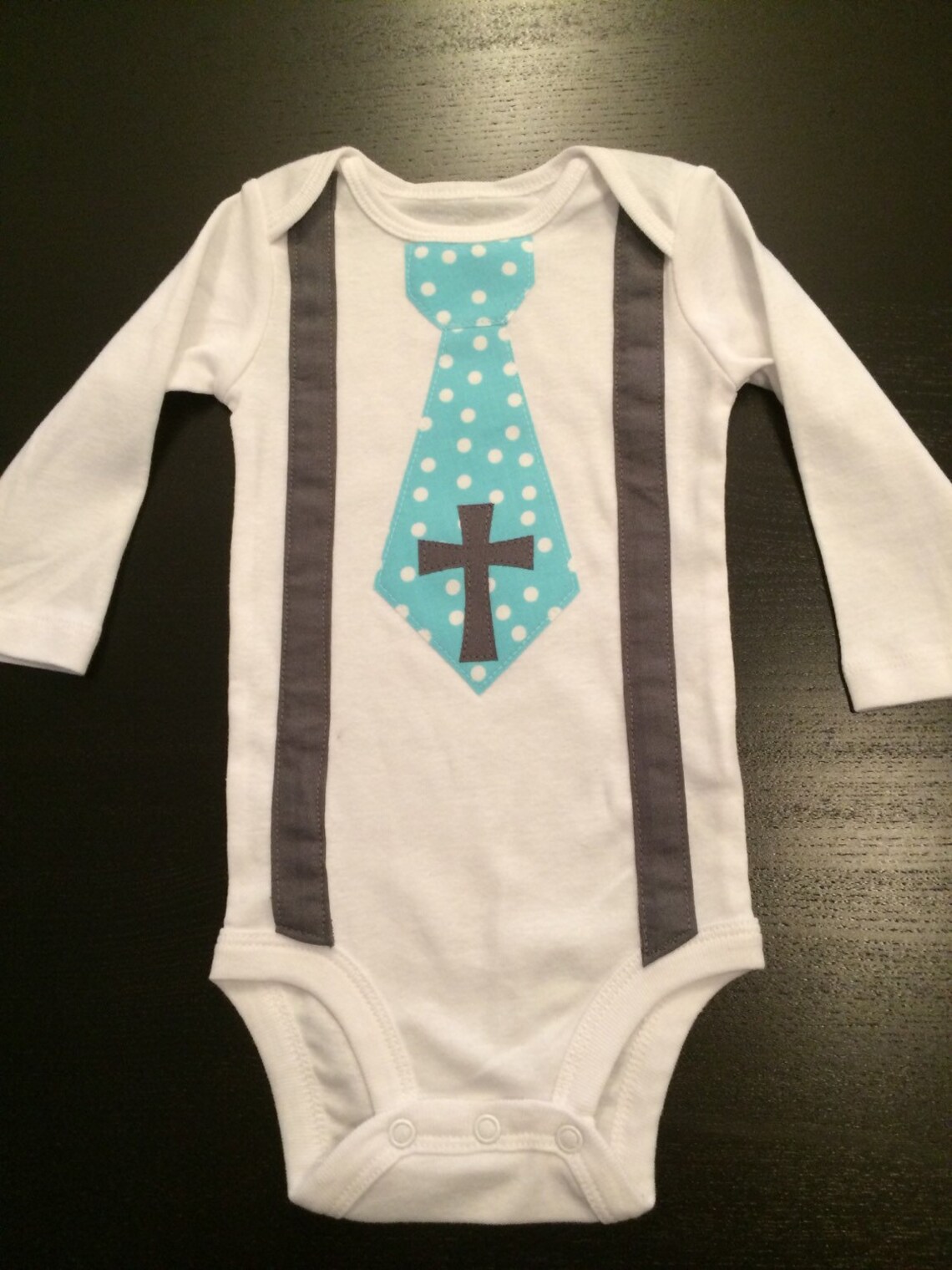 Baby Boy Baptism/easter/church Tie & Suspenders Bodysuit Etsy