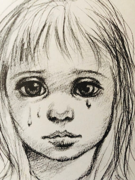 Walter Margaret Keane Big Eyes Black White Print Called