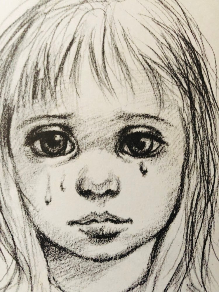 Walter Margaret Keane Big Eyes Black White Print Called