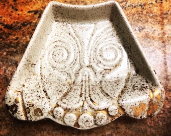 Vintage Midcentury Speckled Owl Ashtray