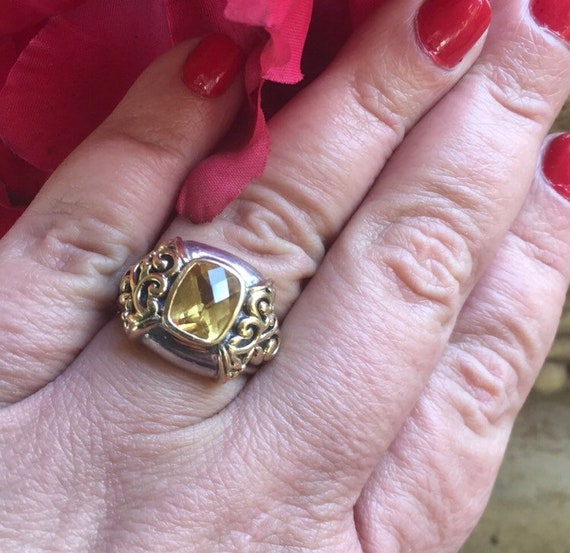 Designer 14k Sterling Silver Citrine Ornate Scrol… - image 7
