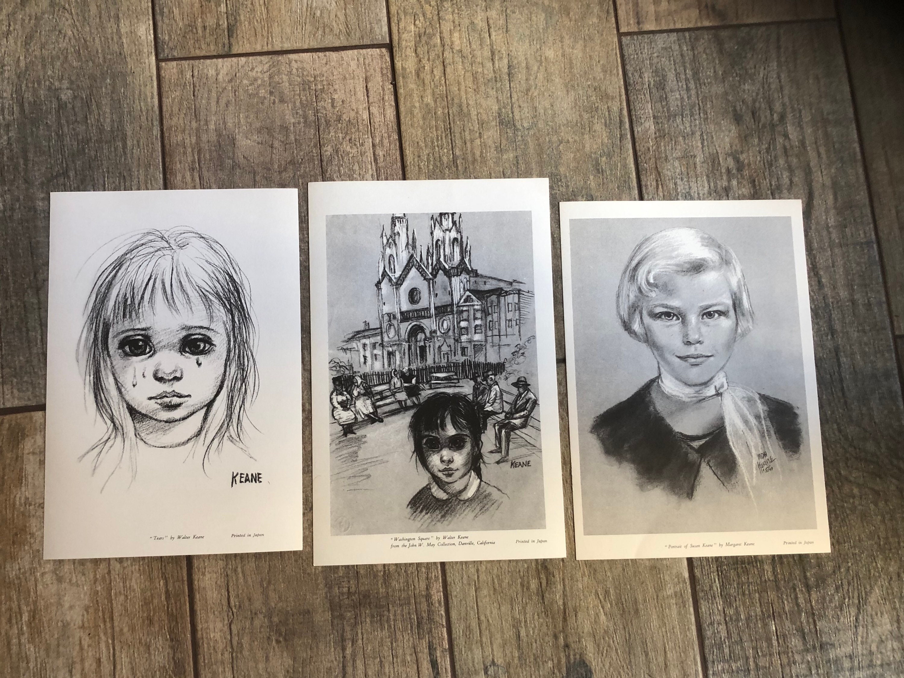 3 Vintage Eyes Margaret Walter Keane Black White Prints - Etsy