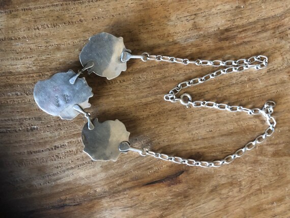 Navajo Sterling Three Concha Necklace Vintage Sig… - image 2