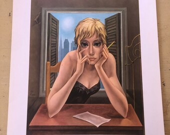 Vintage Margaret Keane Retro Mod Sexy Lithograph Print THE REPLY Mid-Century Midcentury Pop Art SALE