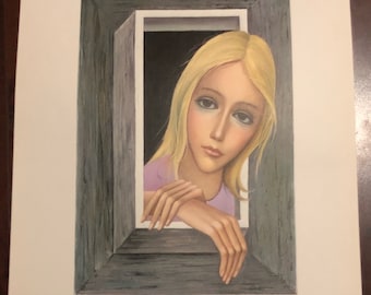 1960's Vintage Margaret Keane Lithograph Print EMERGING Mid-Century Mod BLOWOUT SALE
