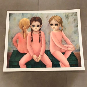 Walter (Margaret) Keane Large Lithograph Print "The Ballet Class" Big Eyes 1960's VINTAGE SALE!