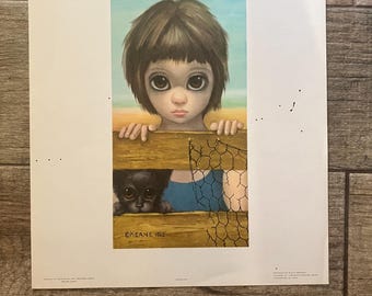 Margaret Keane 70s ヴィンテージ　ポスター 額付「ALONE」 Keane Alone 1963 Lithograph Print Vintage Catalog Margaret Walter