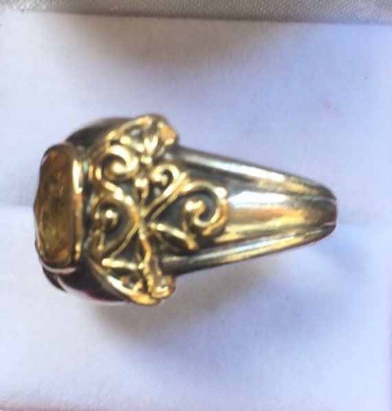 Designer 14k Sterling Silver Citrine Ornate Scrol… - image 2