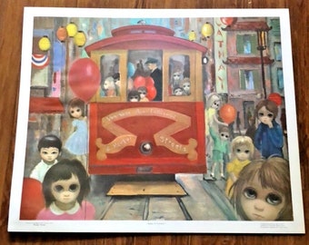 Margaret Keane Big Eyes Kids Vintage Large Lithograph Print SUNDAY IN CHINATOWN  Sale! Sale! Sale! 22" x 26 1/2"