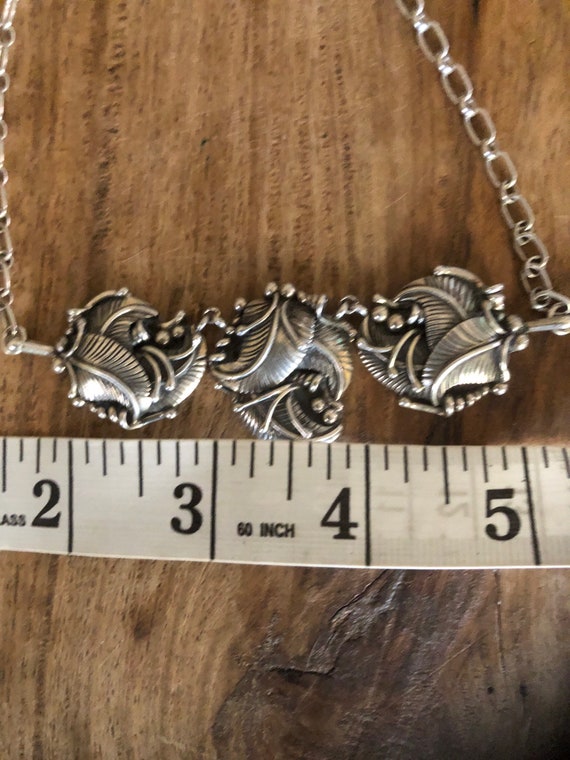 Navajo Sterling Three Concha Necklace Vintage Sig… - image 6