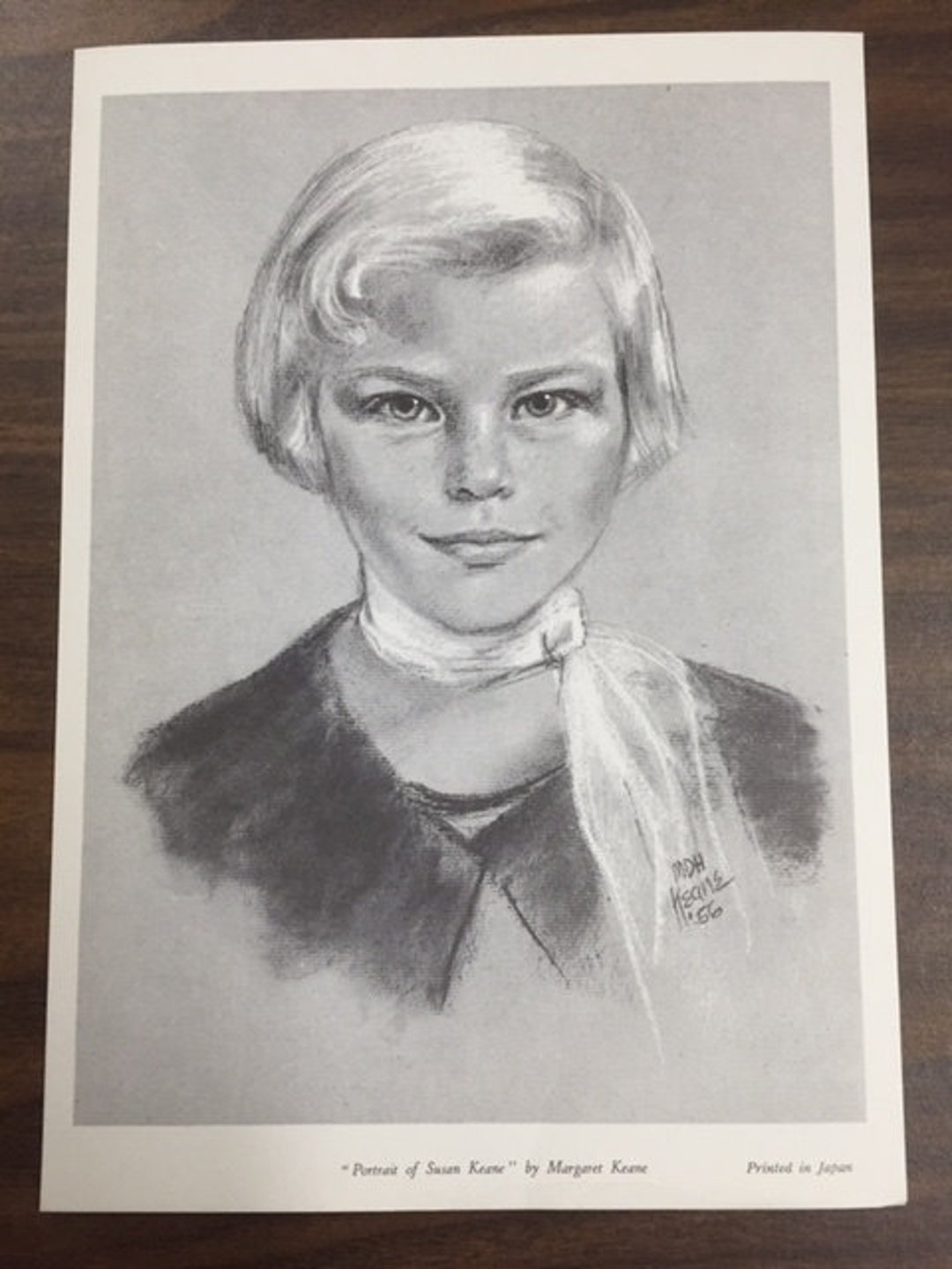 Margaret Keane Vintage 1956 Print Portrait of Susan Keane