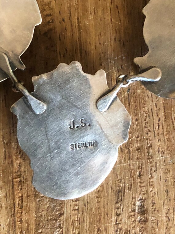 Navajo Sterling Three Concha Necklace Vintage Sig… - image 8