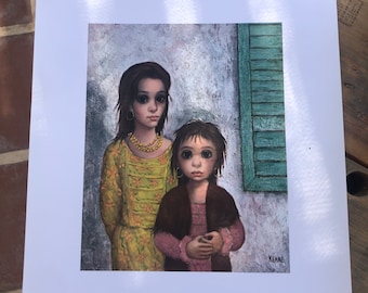 Walter (Margaret) Keane Lithograph Print Vintage 1960's The Gypsies FREE Bonus Print With Purchase