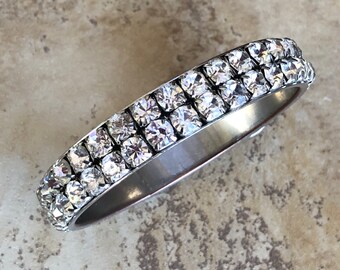 Vintage 1960’s Rhinestone Bangle Bracelet Large