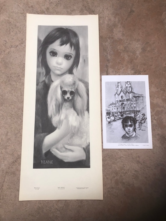 Margaret Keane 70s ヴィンテージ　ポスター 額付「ALONE」 Keane Alone 1963 Lithograph Print Vintage Catalog Margaret Walter