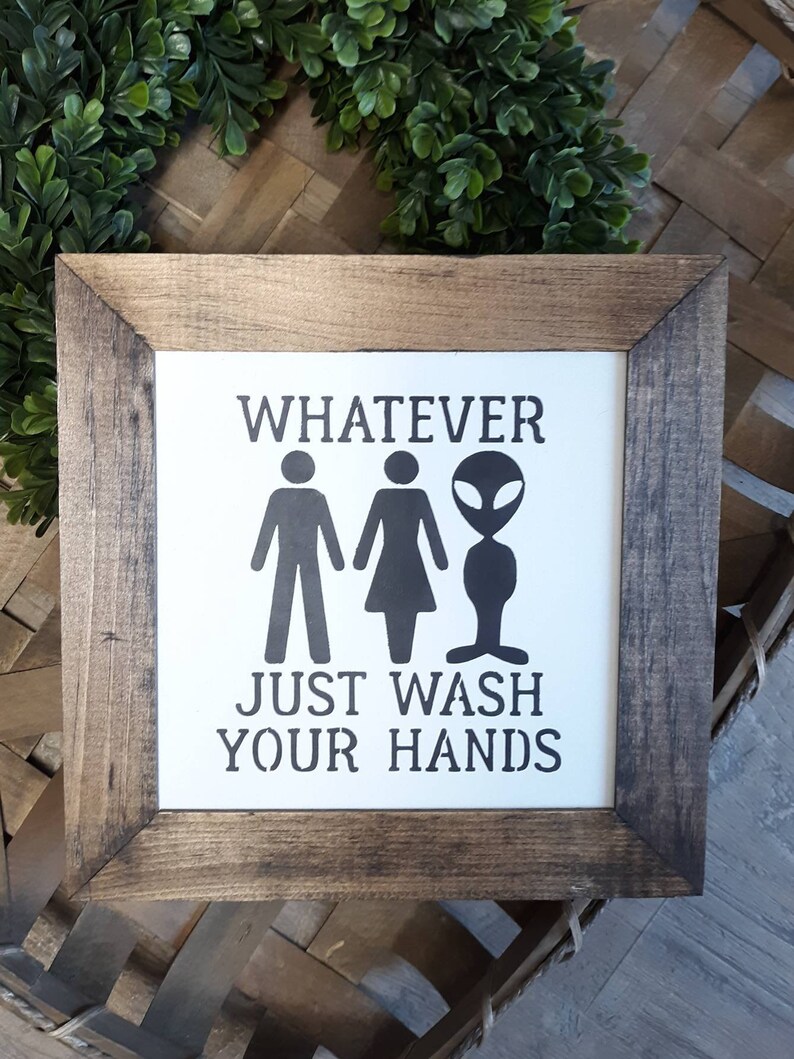 Whatever Just Wash Your Hands Framed Wood Bathroom Sign Funny - Etsy