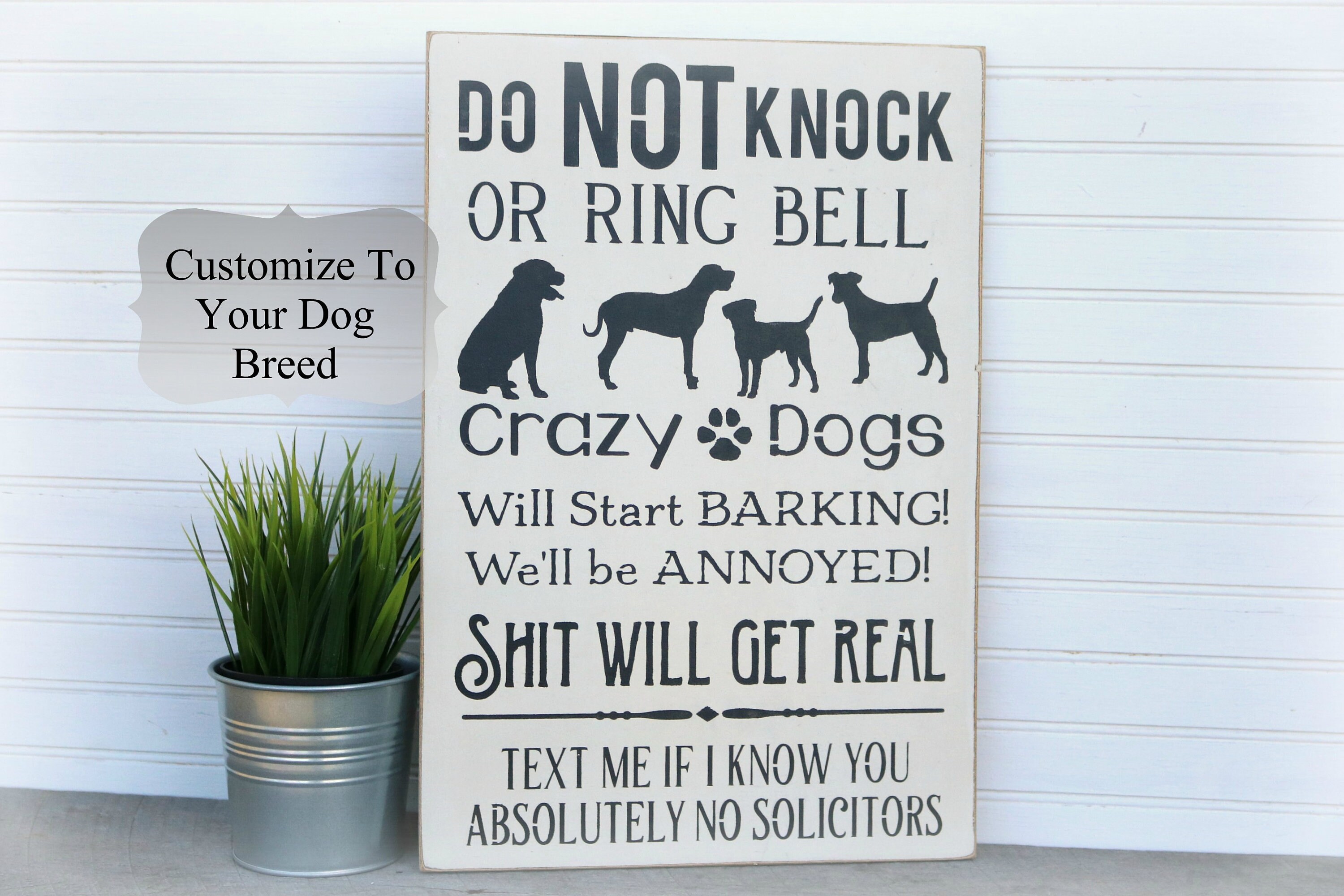 Do Not Knock or Ring Door Bell Funny Crazy Dogs Barking Sign Etsy Canada