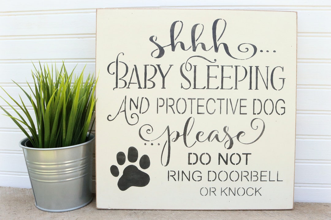 Shhh Baby Sleeping Barking Dogs Door Sign Do Not Knock or Etsy