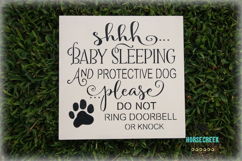 Shhh Baby Sleeping Barking Dogs Door Sign Do Not Knock or Etsy