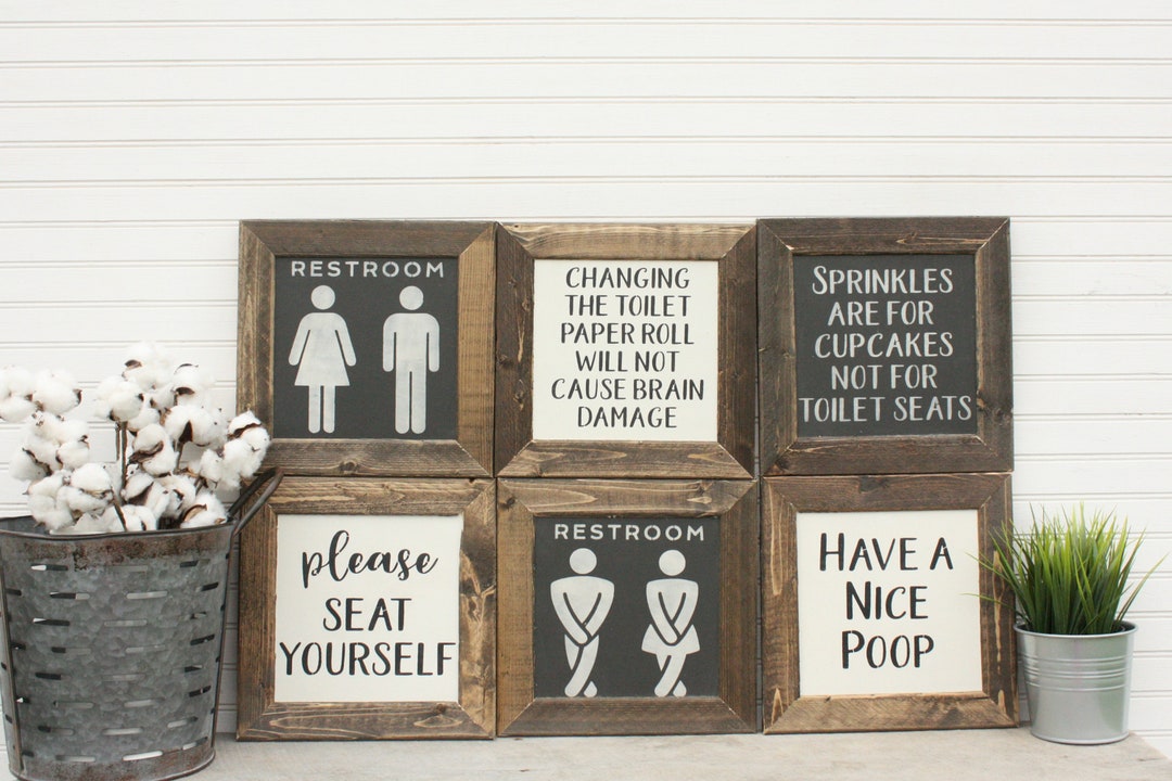 Funny Bathroom Sign Mini Rustic Wood Sign Collection - Etsy