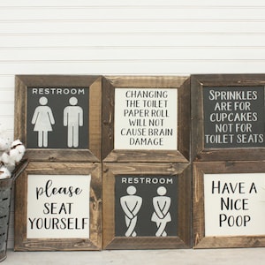 Funny Bathroom Sign, Mini Rustic Wood Sign Collection,  Christmas Gift