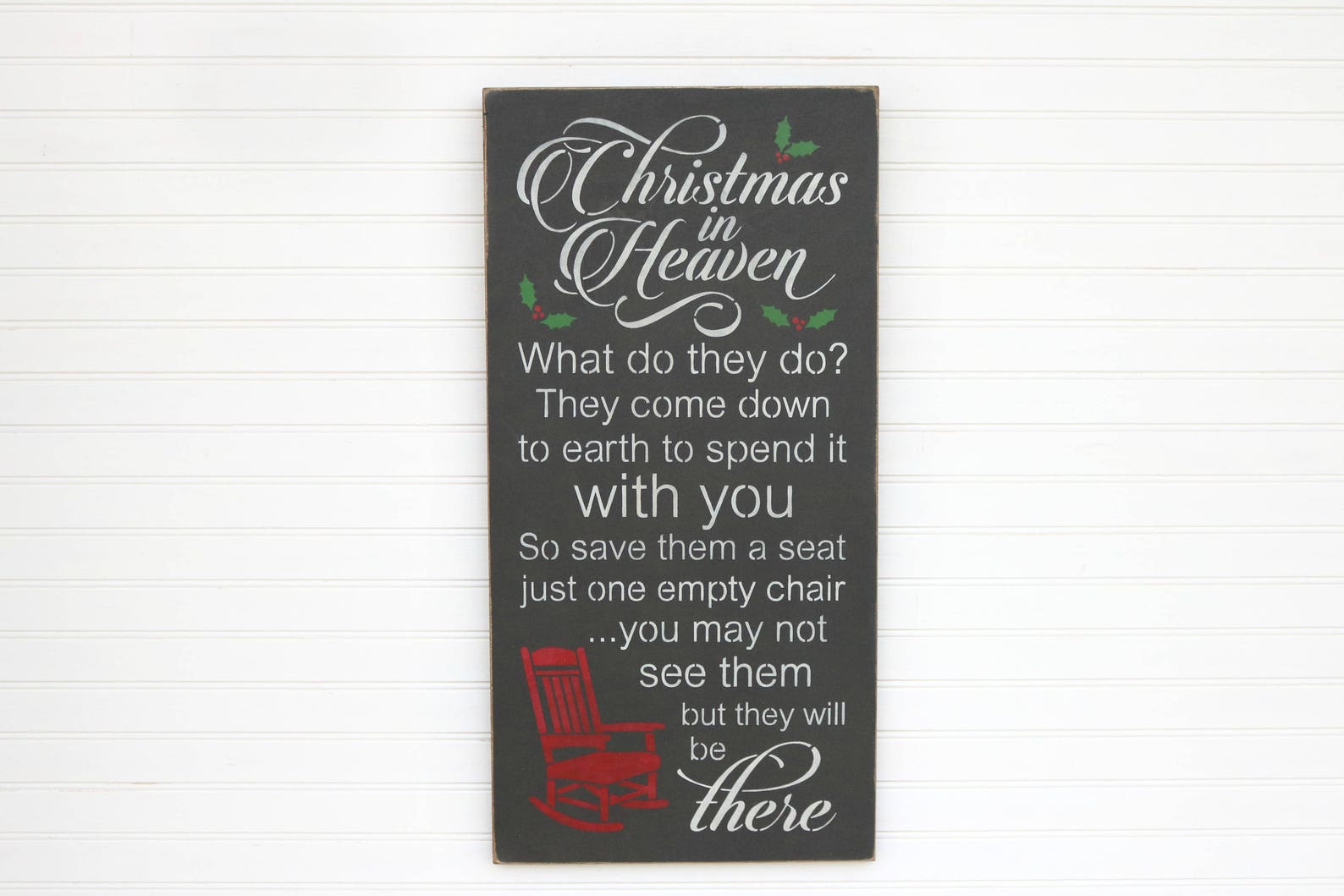 Christmas in Heaven Chair Rustic Wood Sign Red Rocking Chair | Etsy