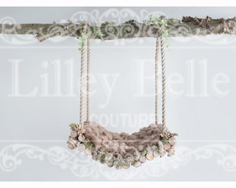 Digital Background - Digital Backdrop - Digital Prop - Newborn Backdrop - Composite Backdrop - Natural Woodland Swing with Plain Backdrop