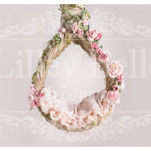 Digital prop/backdrop (Chunky Rope Hanging Basket Pink Floral)
