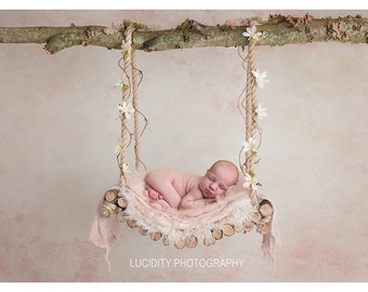 Digital Background - Digital Backdrop - Digital Prop - Newborn - Sitter - Photography Prop - Wood Swing - Floral - Girl - Pink - Rustic