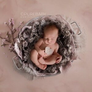 Digital Photography Background - Digital Backdrop - Digital Newborn Prop - Peach Blossom Vintage Metal Tub with Hand Painted Floral Backdrop