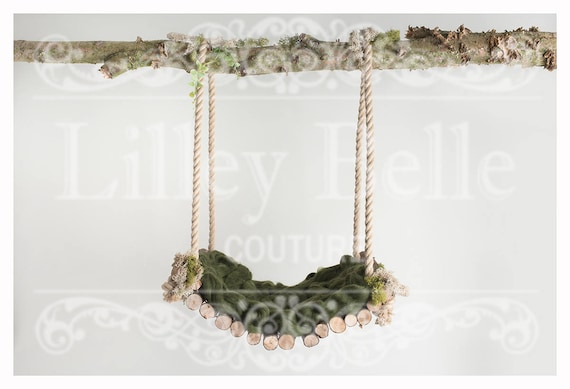 Digital Background - Digital Backdrop - Digital Prop - Digital Background - Wooden Swing - Newborn - Baby - Sitter - Mossy Woodland Swing