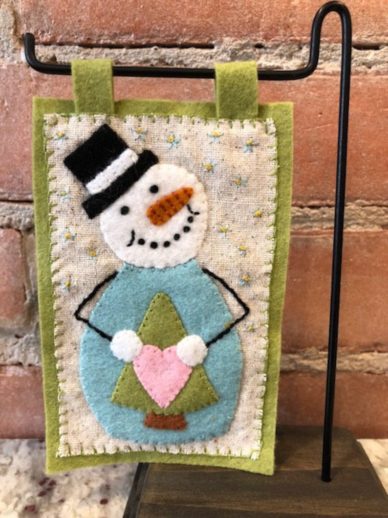Snowman Wool /& Wool Felt Applique Christmas Pattern FREE SHIPPING