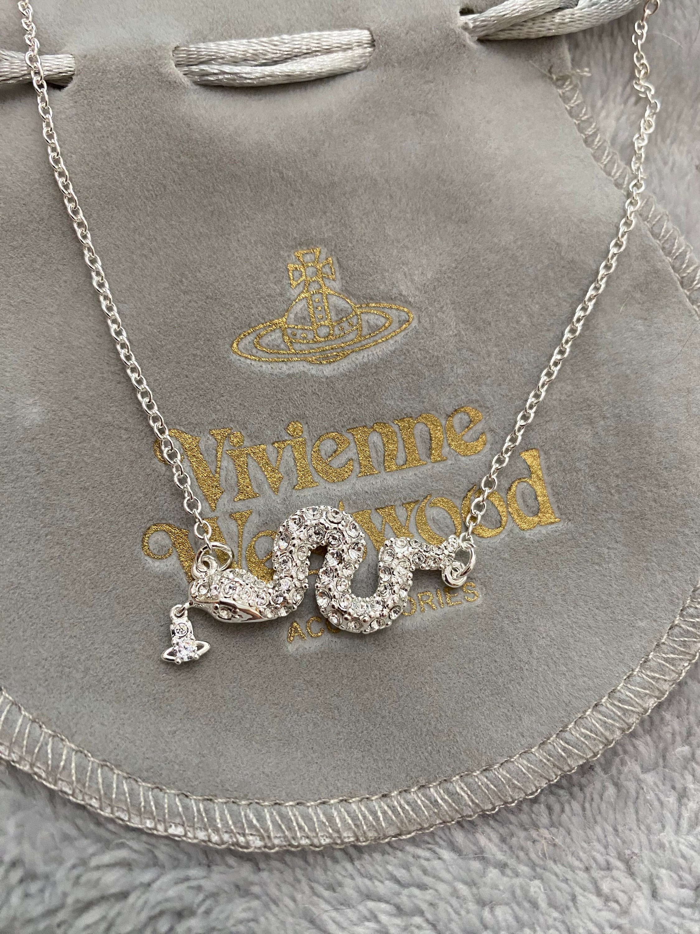 Vivienne Westwood Crystal Snake Necklace, Snake Saturn Necklace