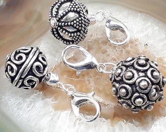 Silver Bead Zipper pull - Purse Charm - Keychain - Pendent