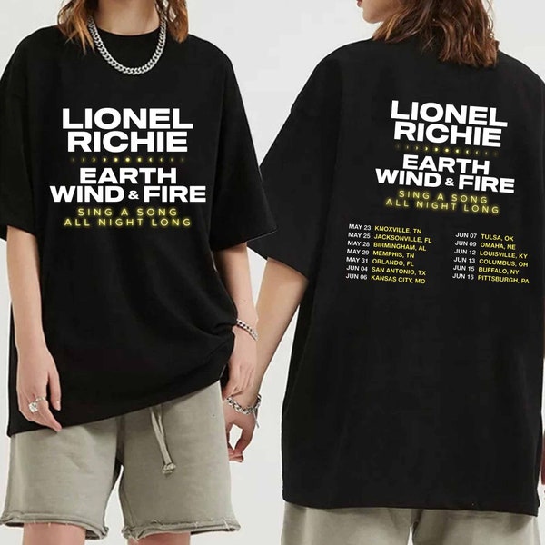 Lionel Richie and Earth Wind & Fire - Sing a Song All Night Long Tour 2024 Shirt, Lionel Richie Fan Shirt, Lionel Richie 2024 Tour Shirt