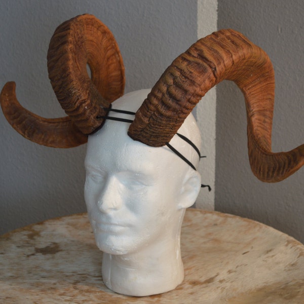Huge Wearable Rams Horns.  Life-cast in Light Rigid Foam.