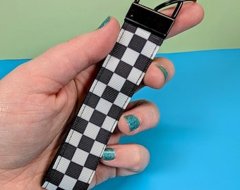 Checkerboard Keychain Wristlet - Emo Y2K Accessory