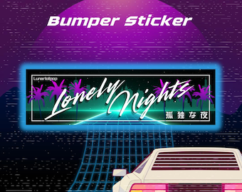 Lonely Nights Retrowave Sticker: Weatherproof Vinyl Car Decal