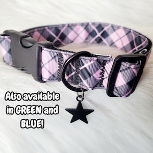 Plaid Pink Black Star Kemonomimi Choker Collar | puppy cosplay, Gothic Harajuku Punk, Adjustable Collar, Plus Size Friendly, Green, Blue