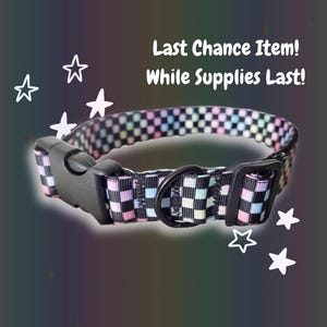 LAST CHANCE Emo Scene Kemonomimi Choker Necklace | Rainbow Checkerboard Collar, Buckle Adjustable, Cosplay Collar, Scene Kid