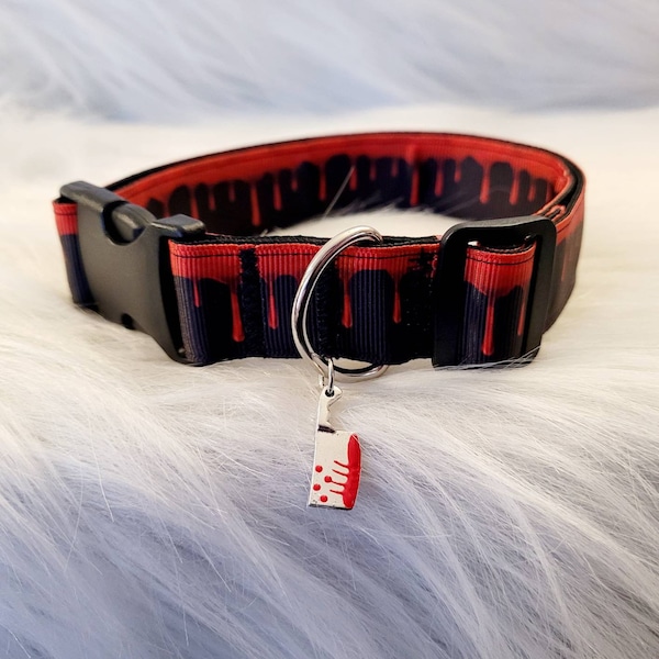 Bloody Dripping Black puppy Cosplay collar | Blood drip  Horror Choker Adjustable