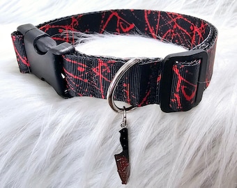 Blood Splatter Kemonomimi Black puppy Cosplay collar | Bloody Knife  Horror Choker Adjustable