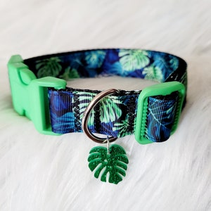 Tropical Adjustable Palm Leaf Choker Collar | Puppy Cosplay, Tropical Leaves, Fursuit Furry Collar, Male Choker, Green Navy Black