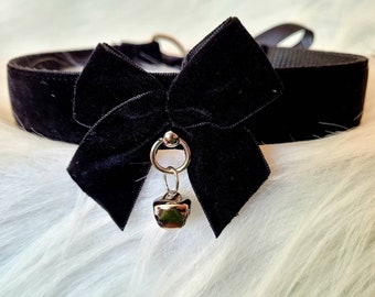 Black Velvet Kitty Cosplay collar | Black velvet Choker necklace gift