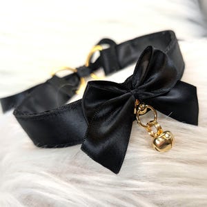 Black Nekomimi collar cosplay | Soft Black Satin Choker necklace gift | Plus size friendly
