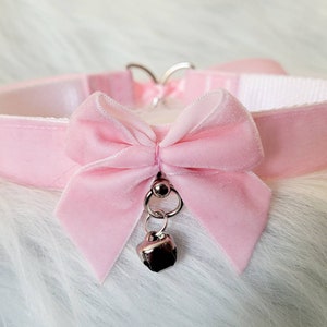 pink velvet kitty cosplay collar |  Cute Pink Velvet Choker necklace gift