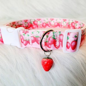 Sweet floral strawberry puppy cosplay collar choker | Cute strawberries blossoms choker adjustable