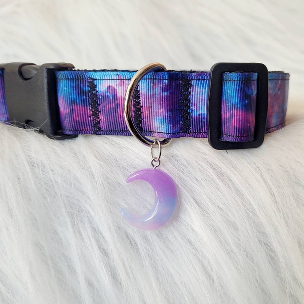 LIMITED EDITION Galaxy purple blue black moon cosplay choker | adjustable Crescent moon space resin choker collar