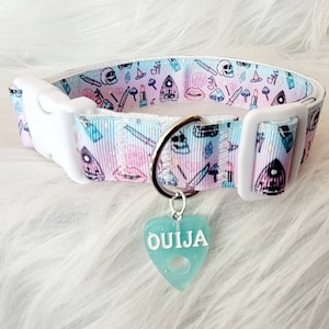 Pastel goth Kemonomimi pink and blue ouija choker collar | Kitty cosplay egirl neko fashion | creepy cute necklace | Plus size friendly